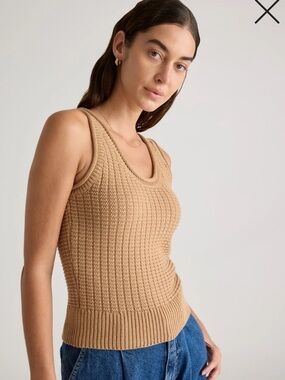 Quince Tan Ribbed 100% organic cotton Knit Tank size L